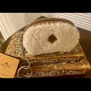 Patricia Nash New Keisely Sherpa & Cognac small Cosmetic Bag